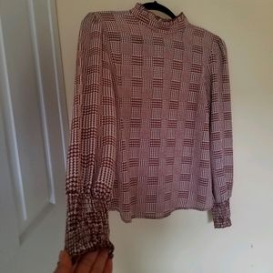 F21 red and white houndstooth / plaid blouse